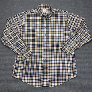 Brooks Brothers Mens L Non-Iron Supima Cotton Plaid Button Down Polo Shirt 9143